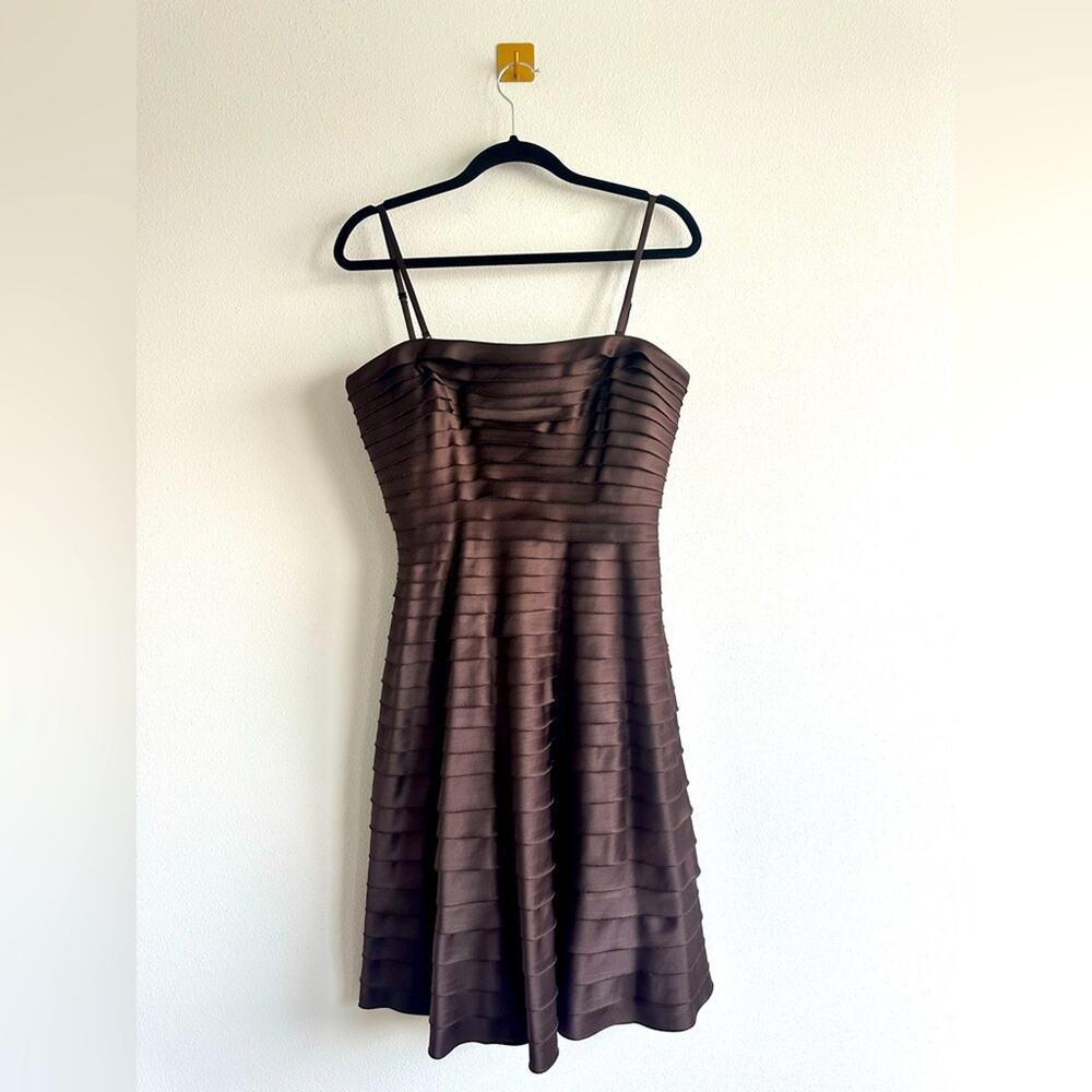 Adrianna Papell Brown Strappy Fit-and-Flare Dress